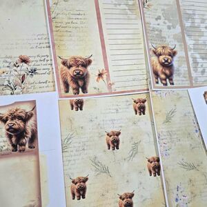 Cute Highland cow mini junk journal scrapbooking kit,